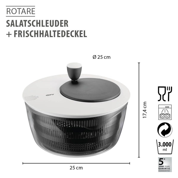 -GEFU- "ROTARE" Salatschleuder mit Frischhaltedeckel, Kunststoff