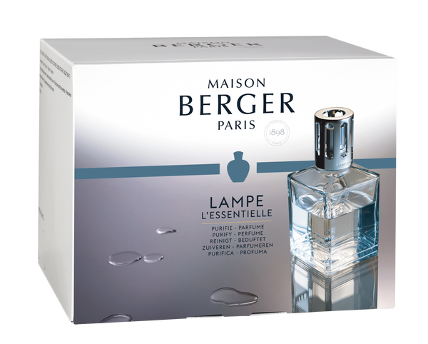 -Maison Berger Paris- Lampe Berger-Set Essentielle Quadratisch, Glas, +250ml Vent d'Ocean, +250ml Neutre Essentielle AIR PUR