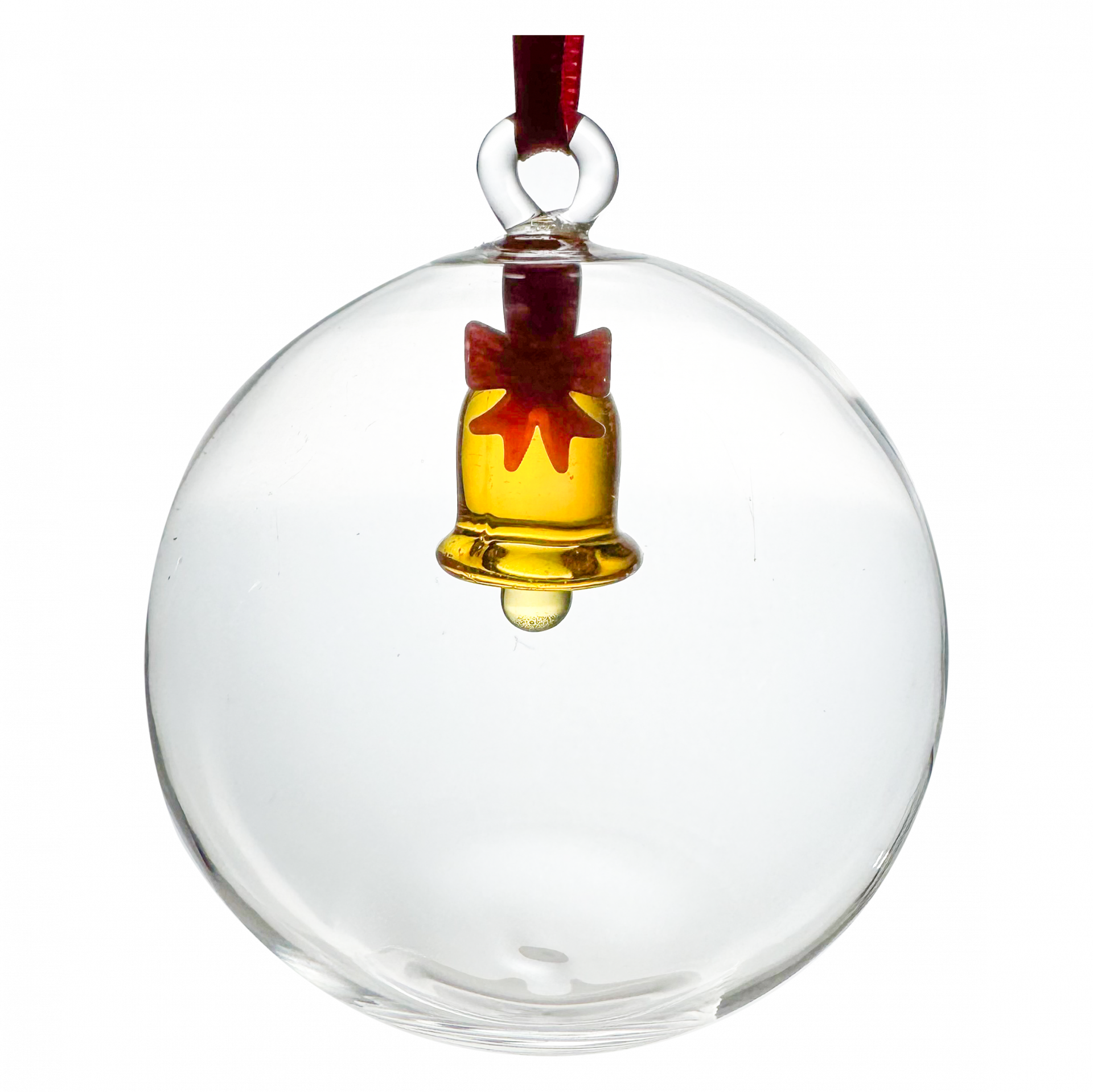 -Paul Nagel- Weihnachtskugel Glas mit Glocke, 8cm