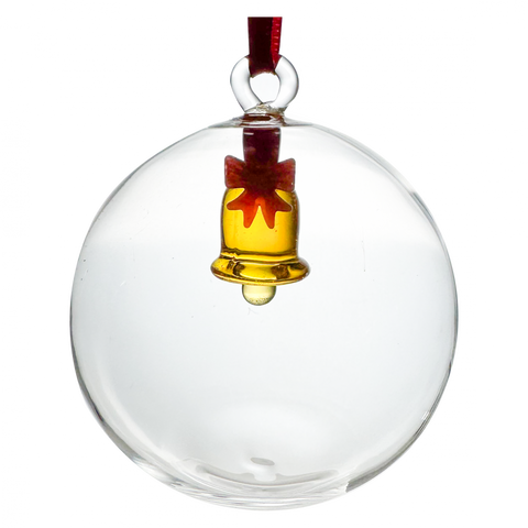 -Paul Nagel- Weihnachtskugel Glas mit Glocke, 8cm
