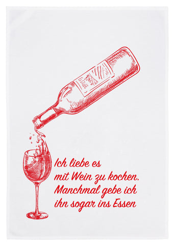 -17;30 Hamburg- Geschirrtuch weiß, wine & dine in Rot