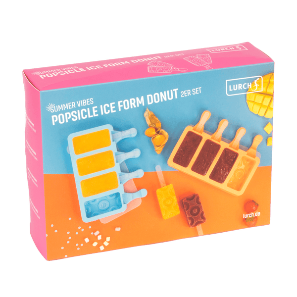 -Lurch- Eisform für Eis am Stiel "Donut", Popsicles Silikon 2er Set mit Deckel wiederverwendbar