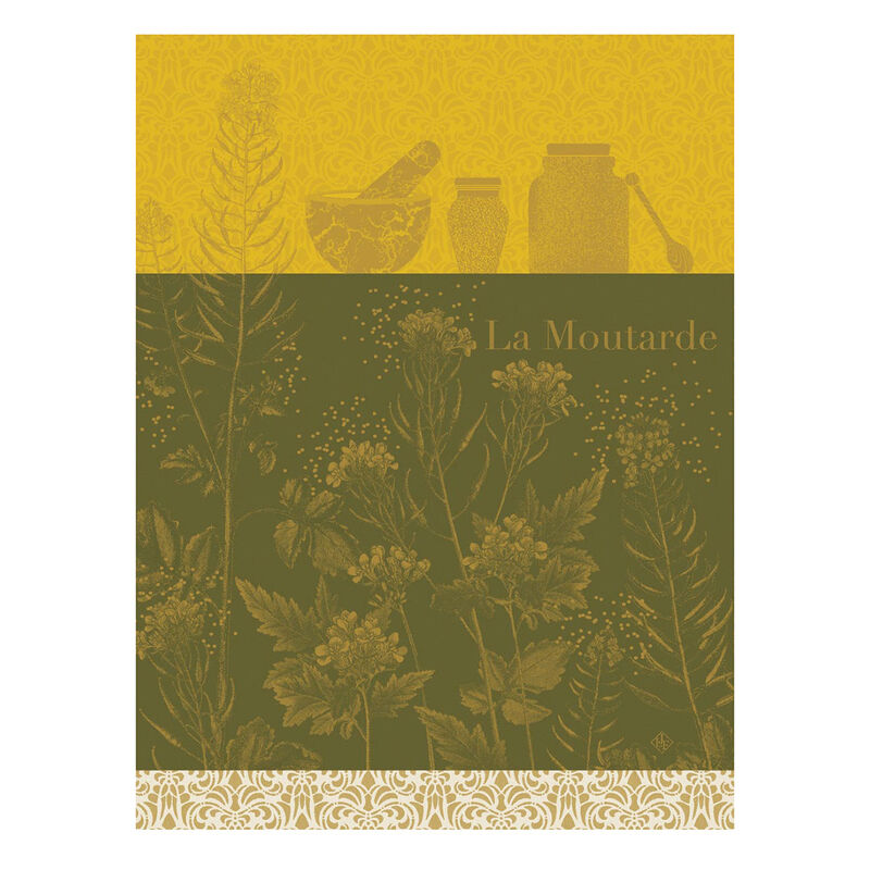 -Le Jacquard Francais- Geschirrtuch 80x60cm "Moutarde en Fleurs" 100% Baumwolle