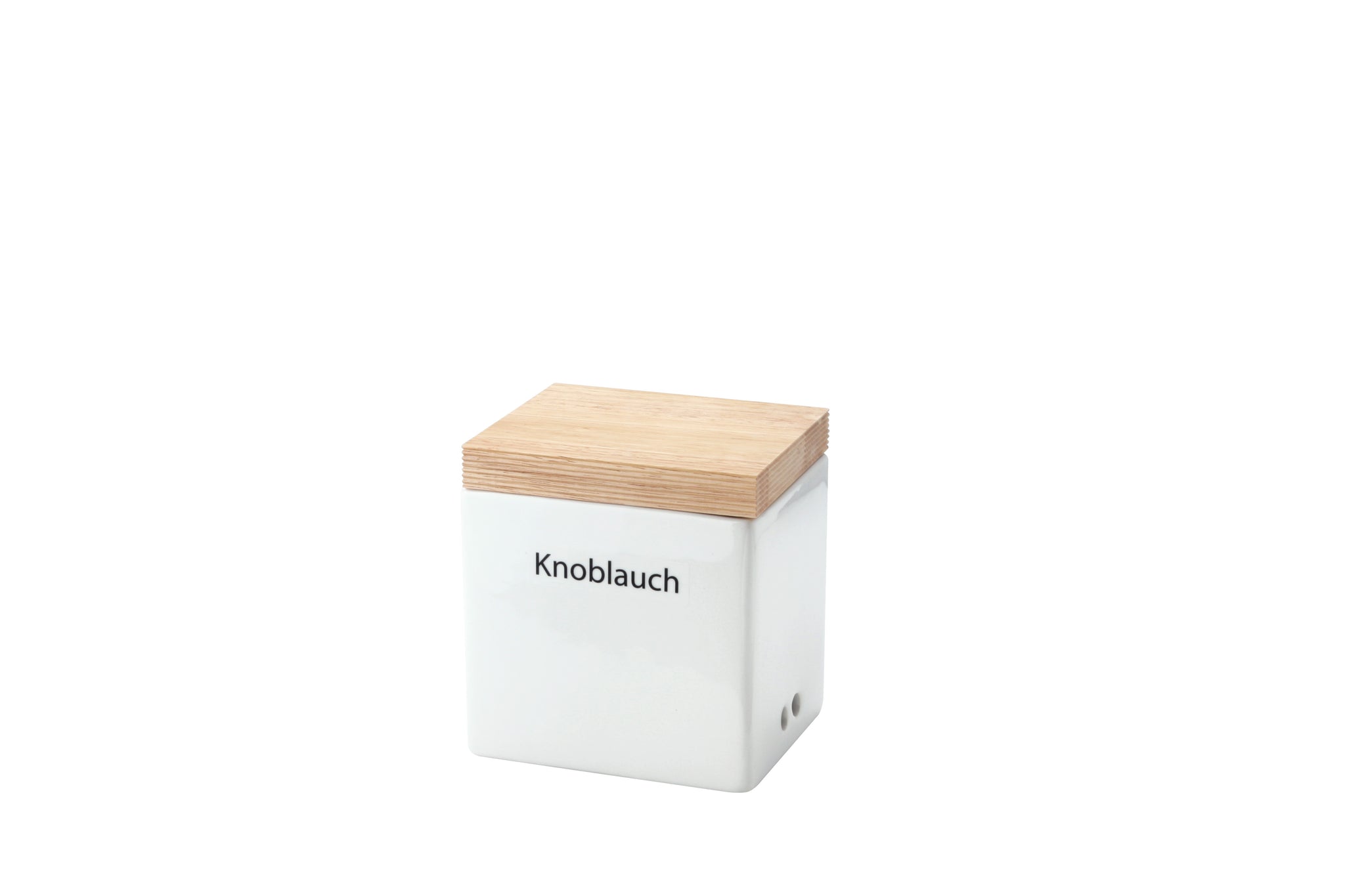 Vorratsdose mit Holzdeckel "Knoblauch" Keramik 14x12x15,5cm