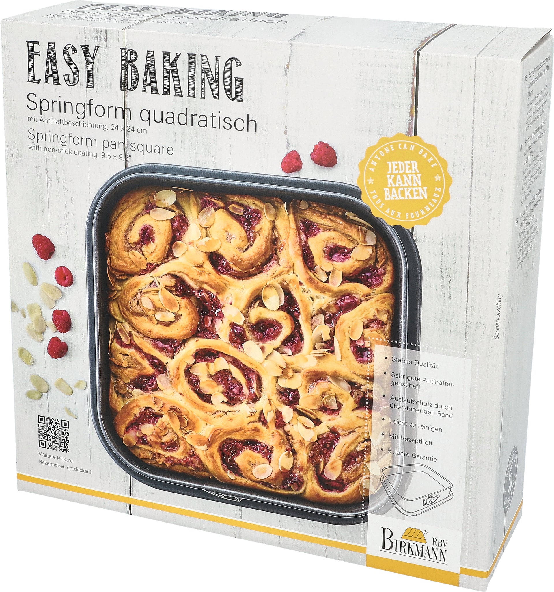 "Easy Baking" Springform Quadratisch 24cm x 24cm -Marken-Antihaftbeschichtung-